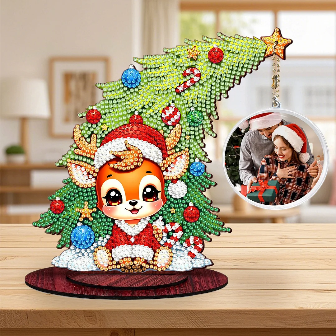 Photo Christmas Tree 5D DIY Diamond Art Tabletop Wood Decorations Ornament Kits
