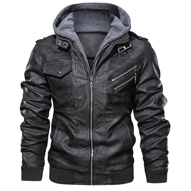Mature Men Fall Casual Motorcycle PU Leather Jackets Biker Leather Coats 