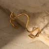 Minimal Waving Line 18K Golden Bangle