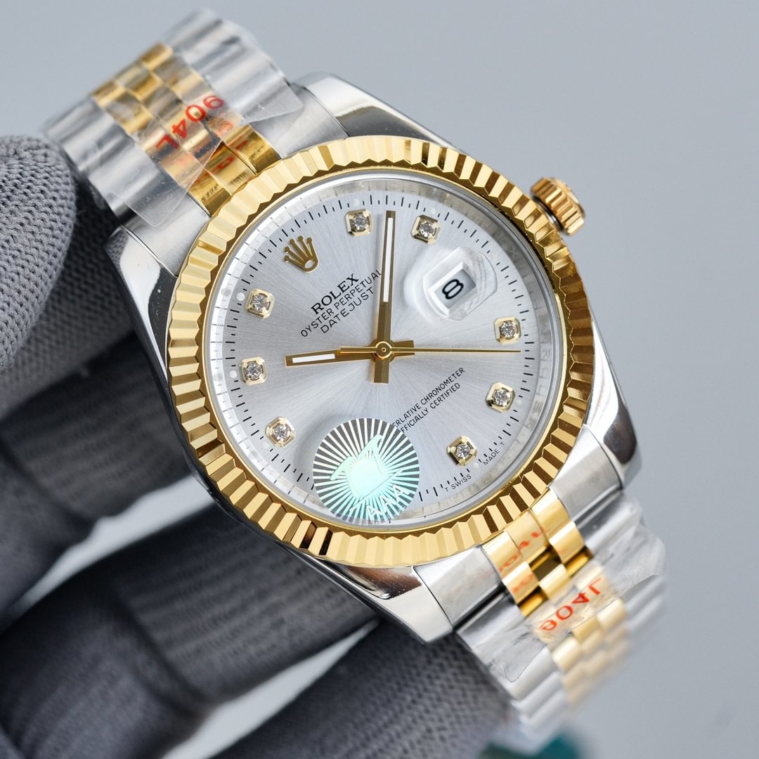 Rolex Silver 18K Yellow Gold And 