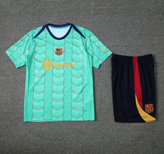 24/25 Barcelona Training Kit Light Green Short Sleeve Football Shirt Thai Quality