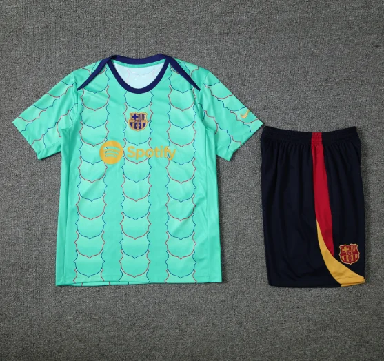 24/25 Barcelona Training Kit Light Green Short Sleeve Football Shirt Thai Quality