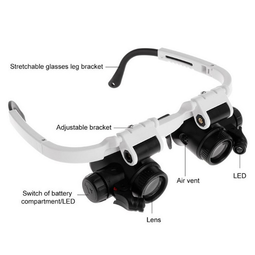 Likron Watches Adjustable Headband Magnifier with Dual LED Lights 8X