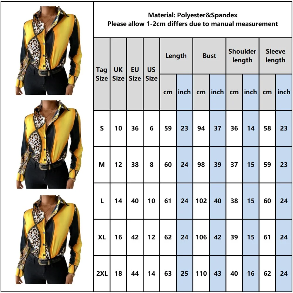 2021 fashion printing ladies shirt neckline long-sleeved casual shirt blouse Explosion models Colorblock Buttoned Blouse D30