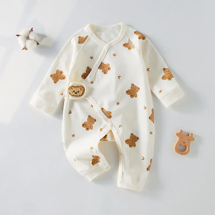 Baby Bear Star Moon Seamless Kimono Newborn Romper