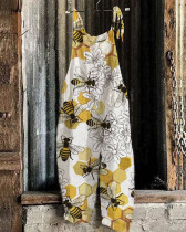 Women's Bee Floral Print Loose Casual Jumpsuit