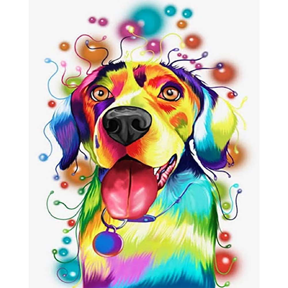 

30*40CM - Round Drill Diamond Painting - Color Dog, 501 Original