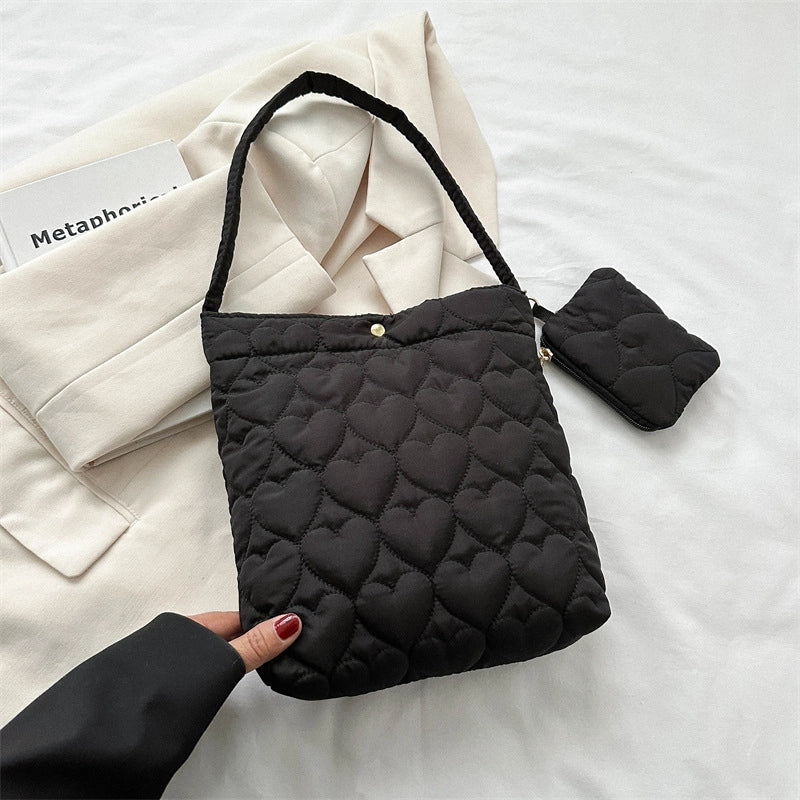 Large Capacity Tote Bag For Women Winter New Simple Casual Student Shoulder Bag Fashion Retro Handbag