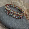 Colorful Multi Gemstone Crocheted Wristband Accessories