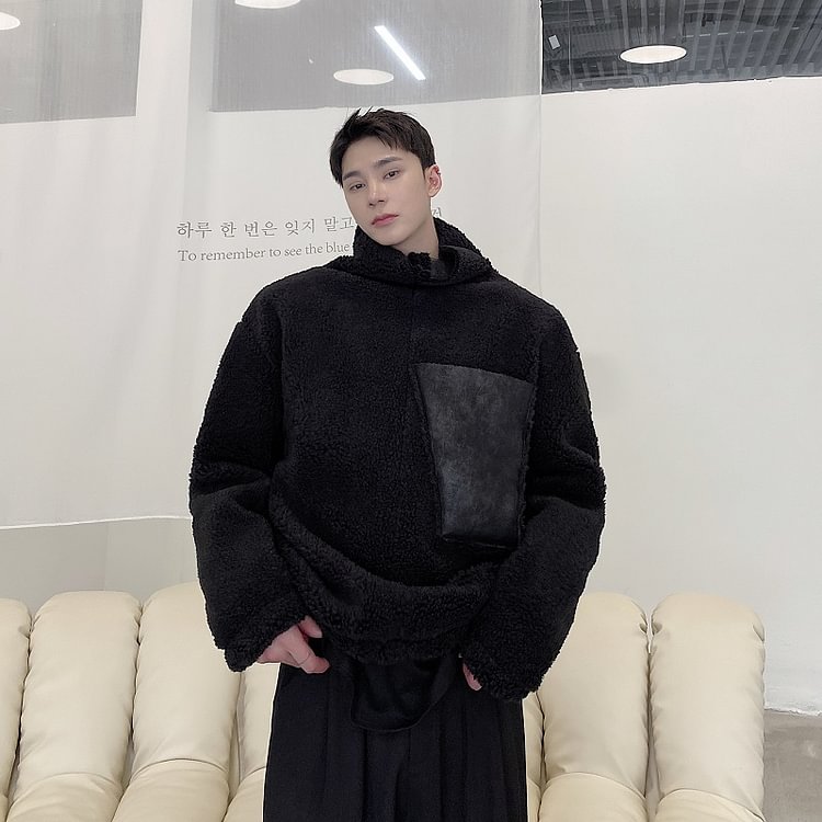Dawfashion-Thick Fur One Stand Collar Pullover Cotton Coat-Yamamoto Diablo Clothing