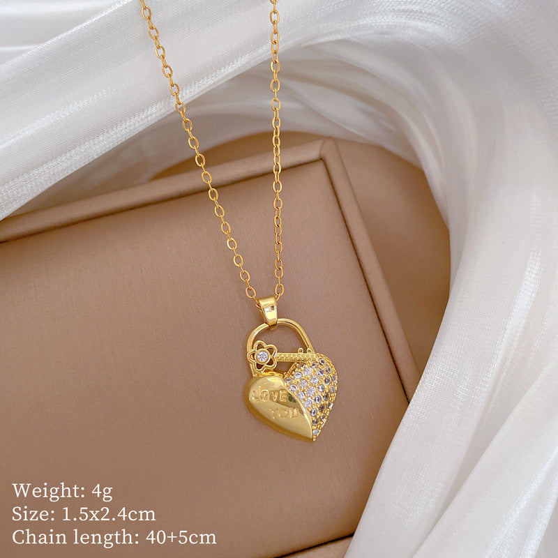 Copper Micro-Inlaid Necklace For Women Copper Micro-Inlaid Real Gold Electroplating Simple Ins Exquisite Clavicle Chain Neck Chain