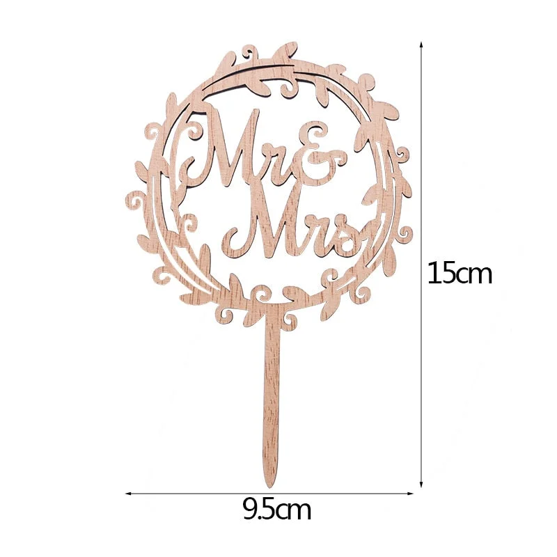 1Pcs Wedding Cake Topper Wood Mr& Mrs Just Married Decoration Bride Groom DIY Wedding Cake Decorations Engagement Party Supplies