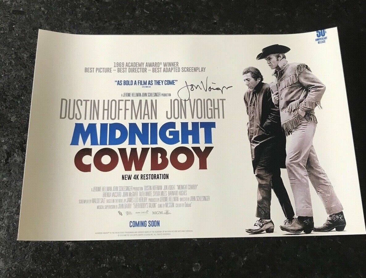 * JON VOIGHT * signed 12x18 poster * MIDNIGHT COWBOY * COA * 2