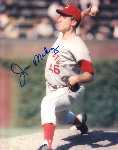 JIM MALONEY CINCINATTI REDS ACTION SIGNED 8x10