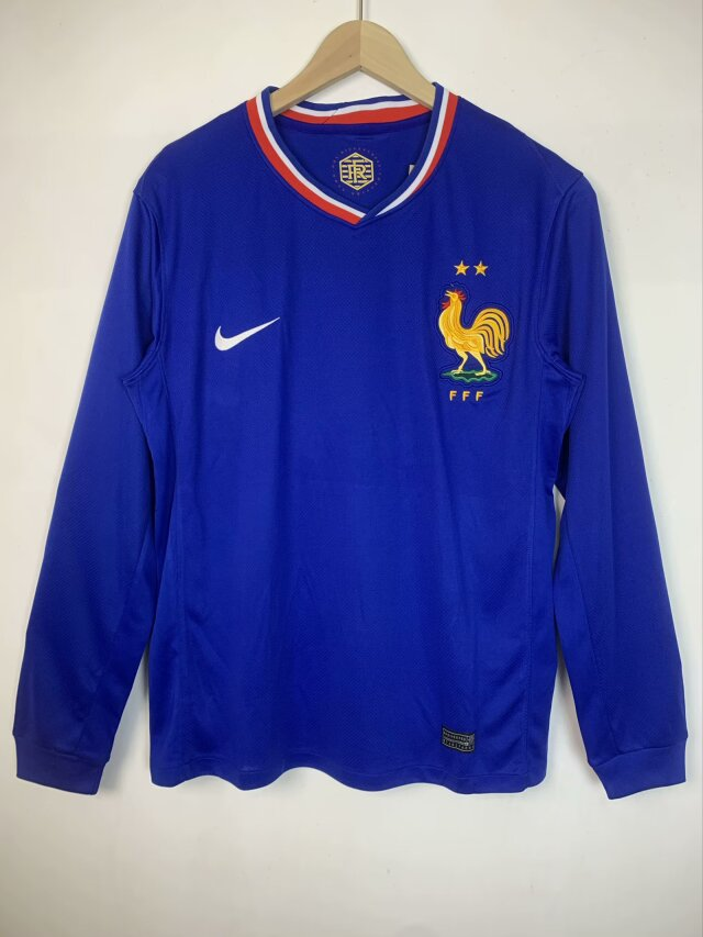 2024 France Home Long Sleeve  Football T-Shirt Thai Quality