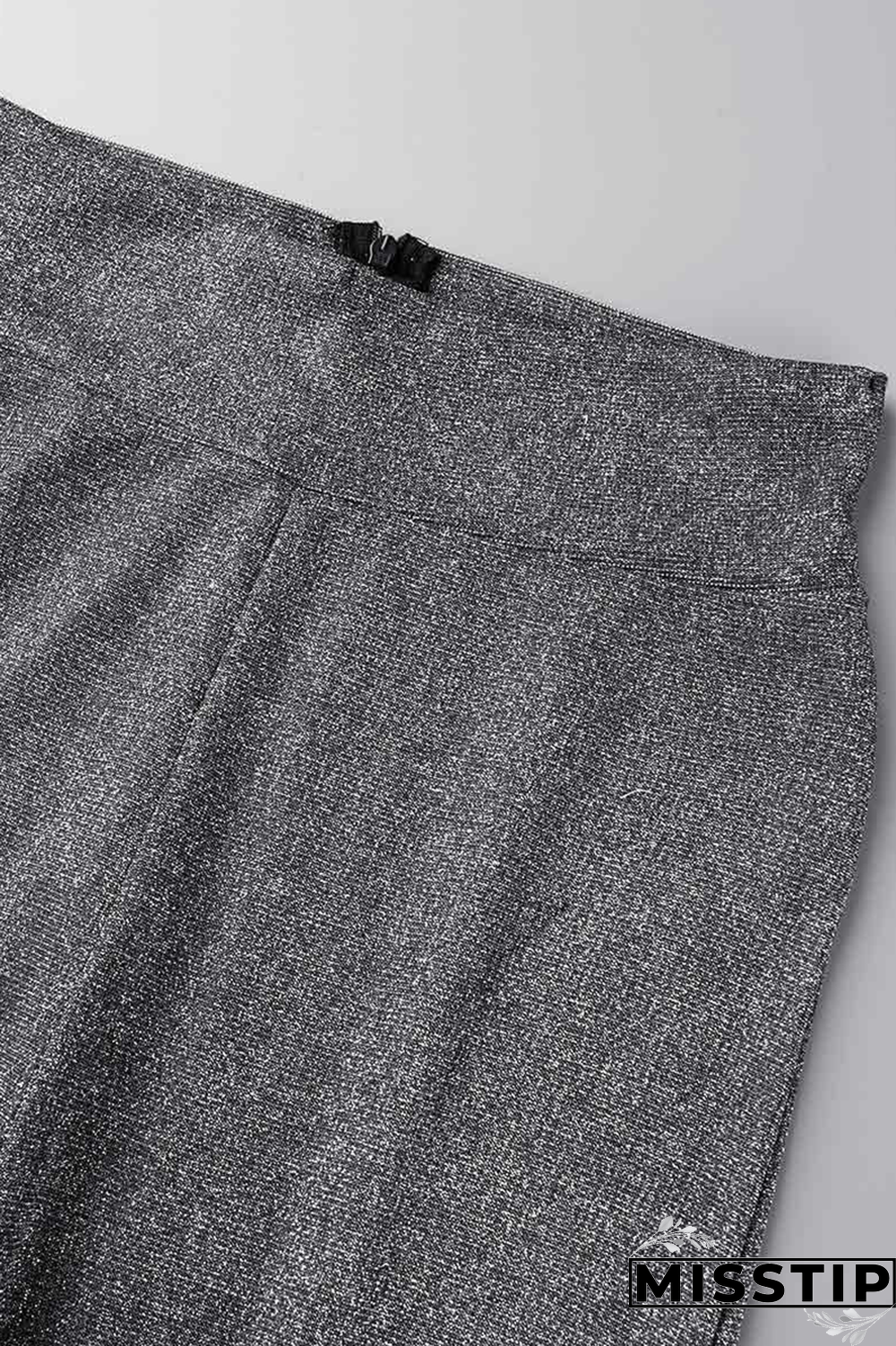 Silver White Casual Solid Patchwork High Waist Wide Leg Solid Color Bottoms