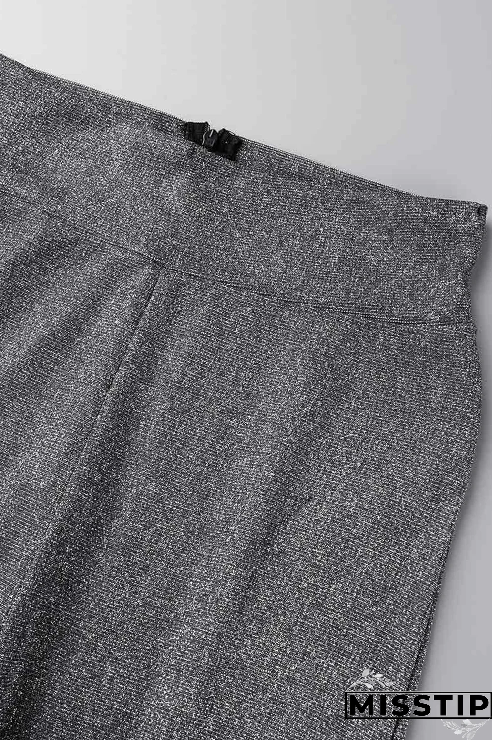 Silver White Casual Solid Patchwork High Waist Wide Leg Solid Color Bottoms