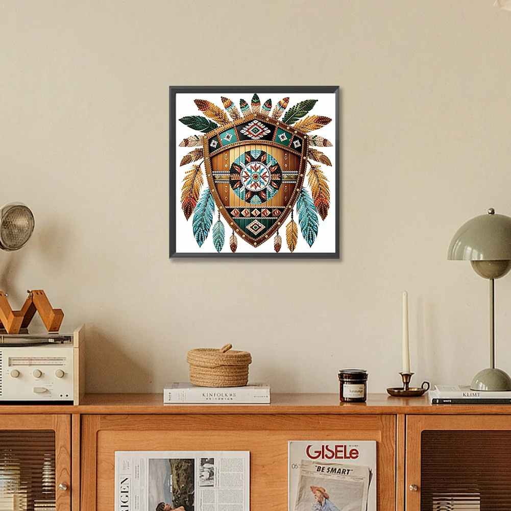 Diamond Painting - Partial Special Shaped Drill - Indian Shield(Canvas|30*30cm)