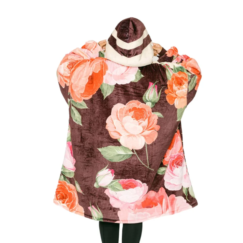 Vintage Print Trend Plush Home Hoodie