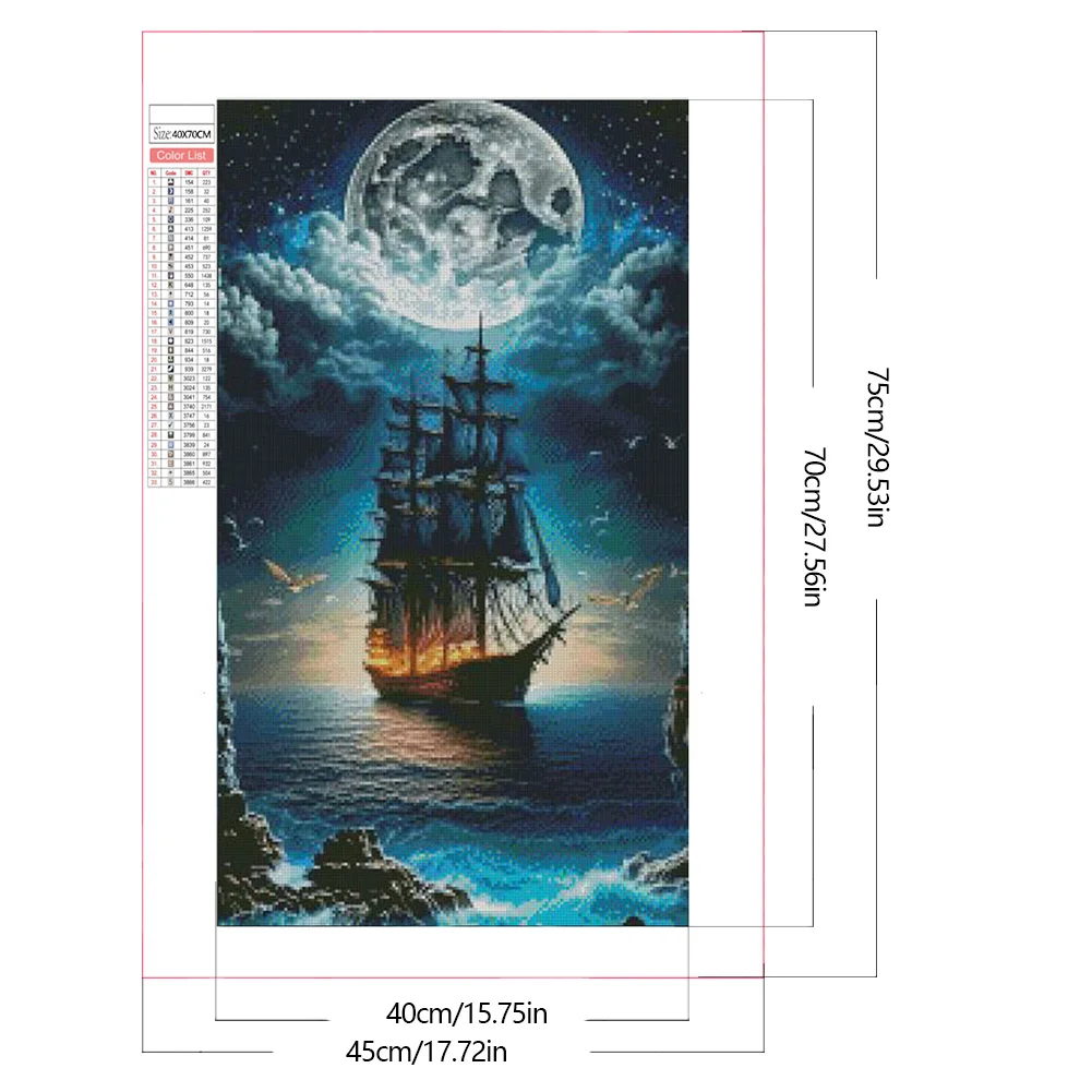 Partial AB Diamond Painting - Full Square Drill - Sailing Boat(Canvas|45*75cm)