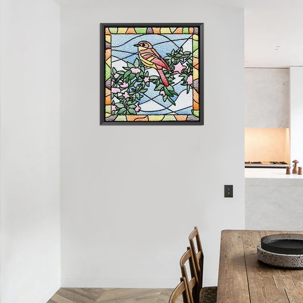 

(Multi-Size) Glass Art Bird Flowers - Round/Square Drill Diamond Painting, Square diamond 40*40cm, 501 Original