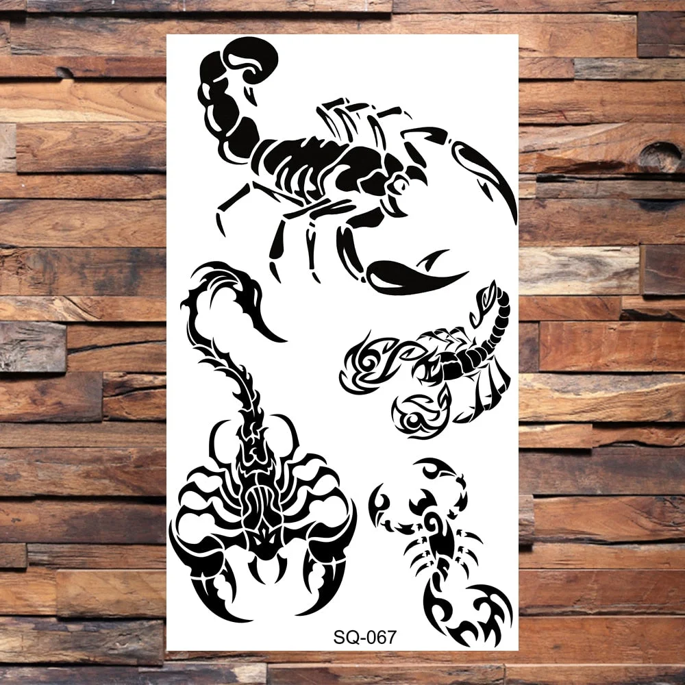 Skeleton Skull Temporary Tattoos For Women Adults Realistic Wolf Snake Rose Flower Feather Fake Tattoo Sticker Back Tatoos Body