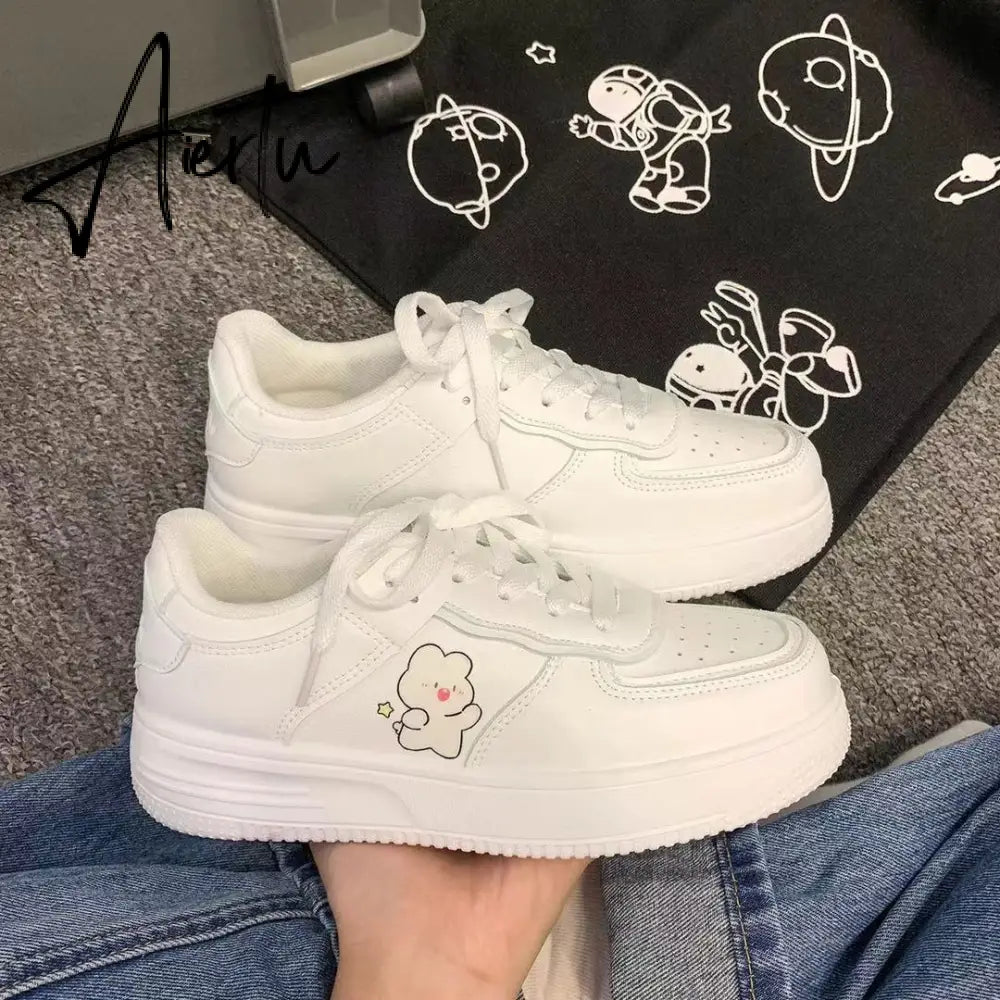 Platform Sneakers Women's White Shoes Korean Spring Autumn New Sports Vulcanize Basket Kawaii Lolita Casual Flat Running Aiertu