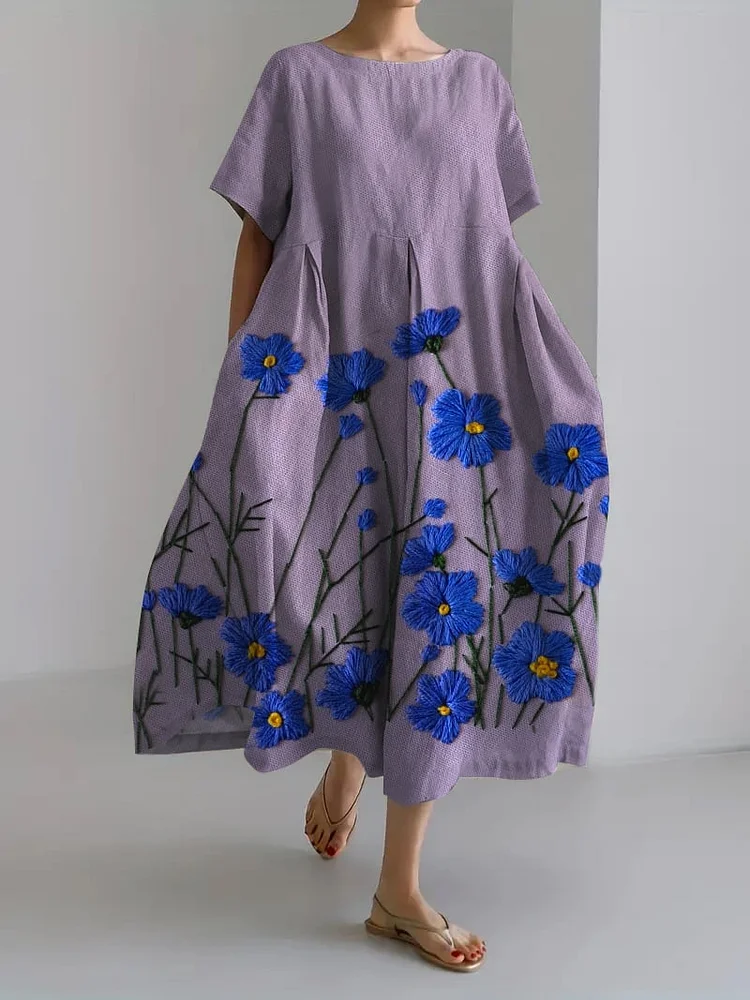 Women's Casual Floral Design Printed Casual Loose Dress