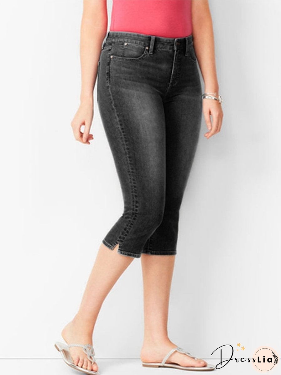 Plus Size Super Stretch Button High Waist Pants