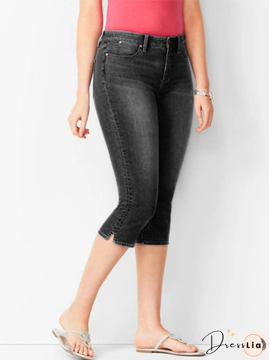 Plus Size Super Stretch Button High Waist Pants