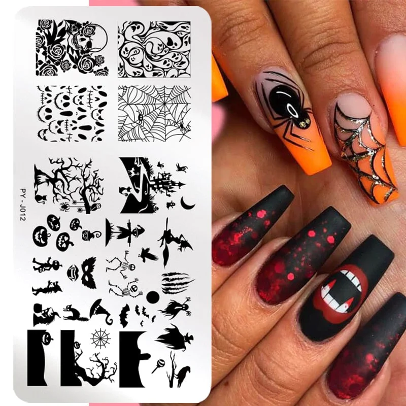 PICT YOU Halloween Nail Stamping Plates Snowflake Festival Pattern Nail Art Image Plates Nail Art Stencil Nail Template Plate-Nail Inspo