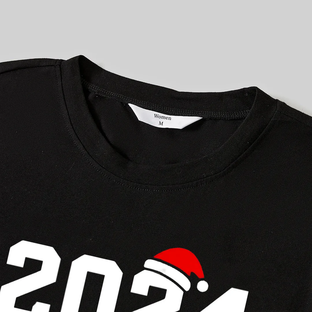 "Family Christmas 2024" Text Printed Red and White Plaid Family Matching Pajamas