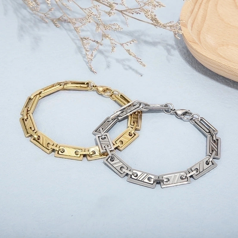 Elegant Geometric Solid Color Titanium Steel 18K Gold Plated Bracelets In Bulk