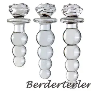 pornhint Pornhint Transparent Rose Flower Shape Anal Plug Anal Bead Prostate Massager Glass Dildos