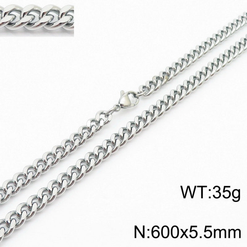 Fashion Simple Bracelet Stainless Steel Six-Sided Grinding Chain Choker Necklace
