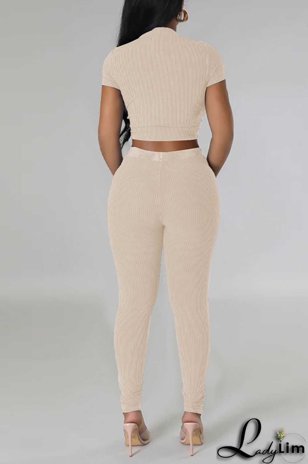 Black Sportswear Solid Patchwork O Neck Short Sleeve Two Pieces