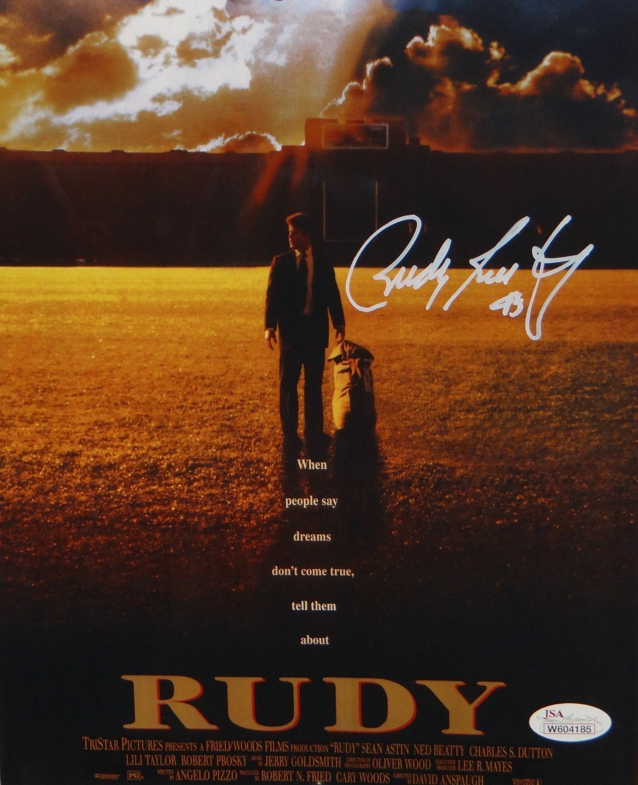 Rudy Ruettiger Autographed 8x10 Movie Poster *White Photo Poster painting- JSA Authenticated