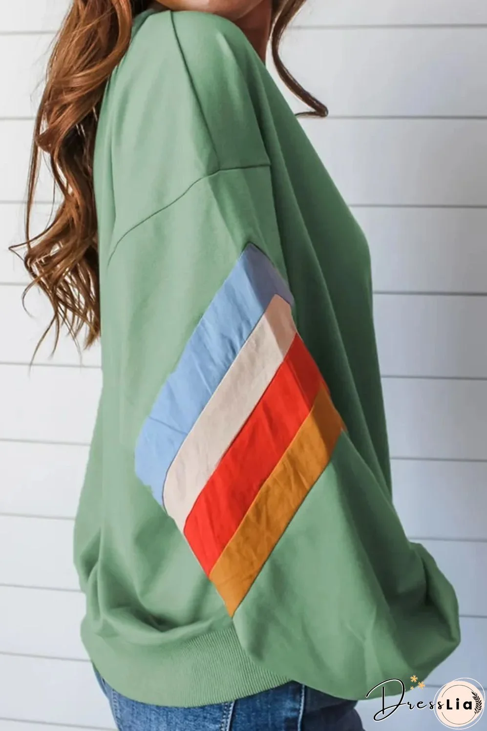 Contrast Round Neck Long Sleeve Sweatshirt