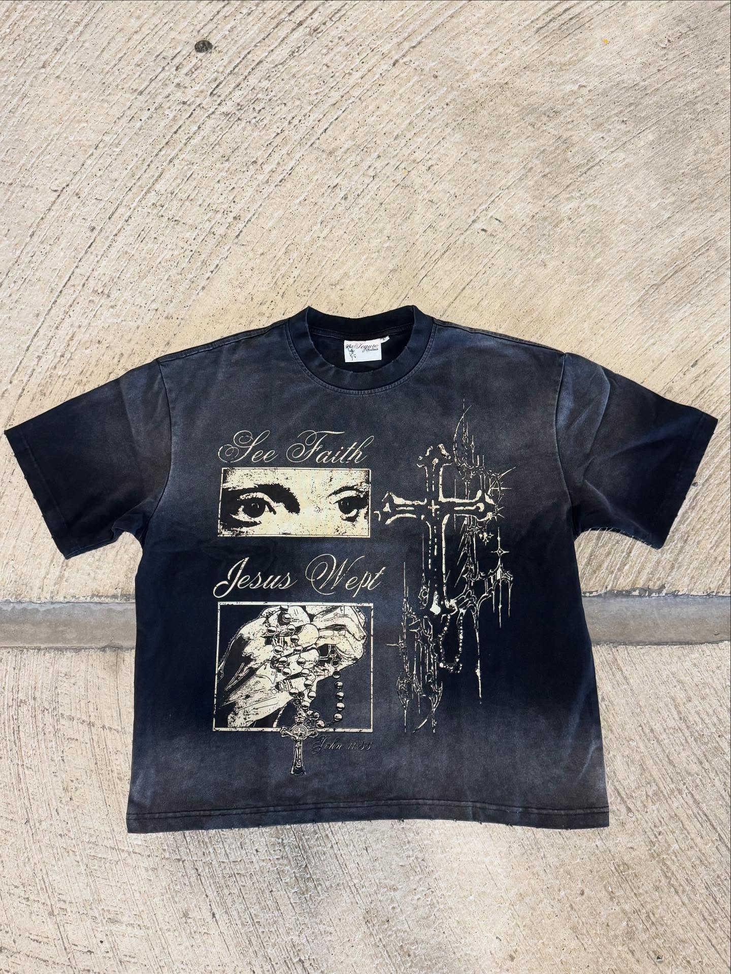 Faith&Corss Printed Casual T-Shirt