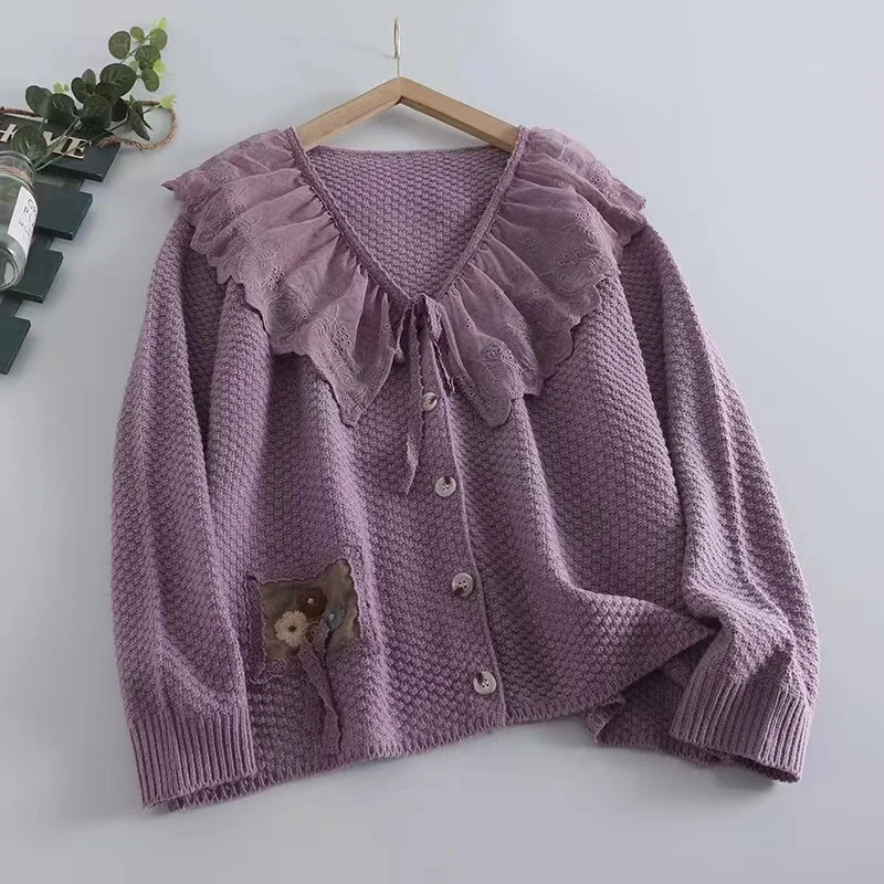 Chicfifth Sweater Women Winter Long Sleeve High Quality Autumn Vintage Top Knitted Cardigan
