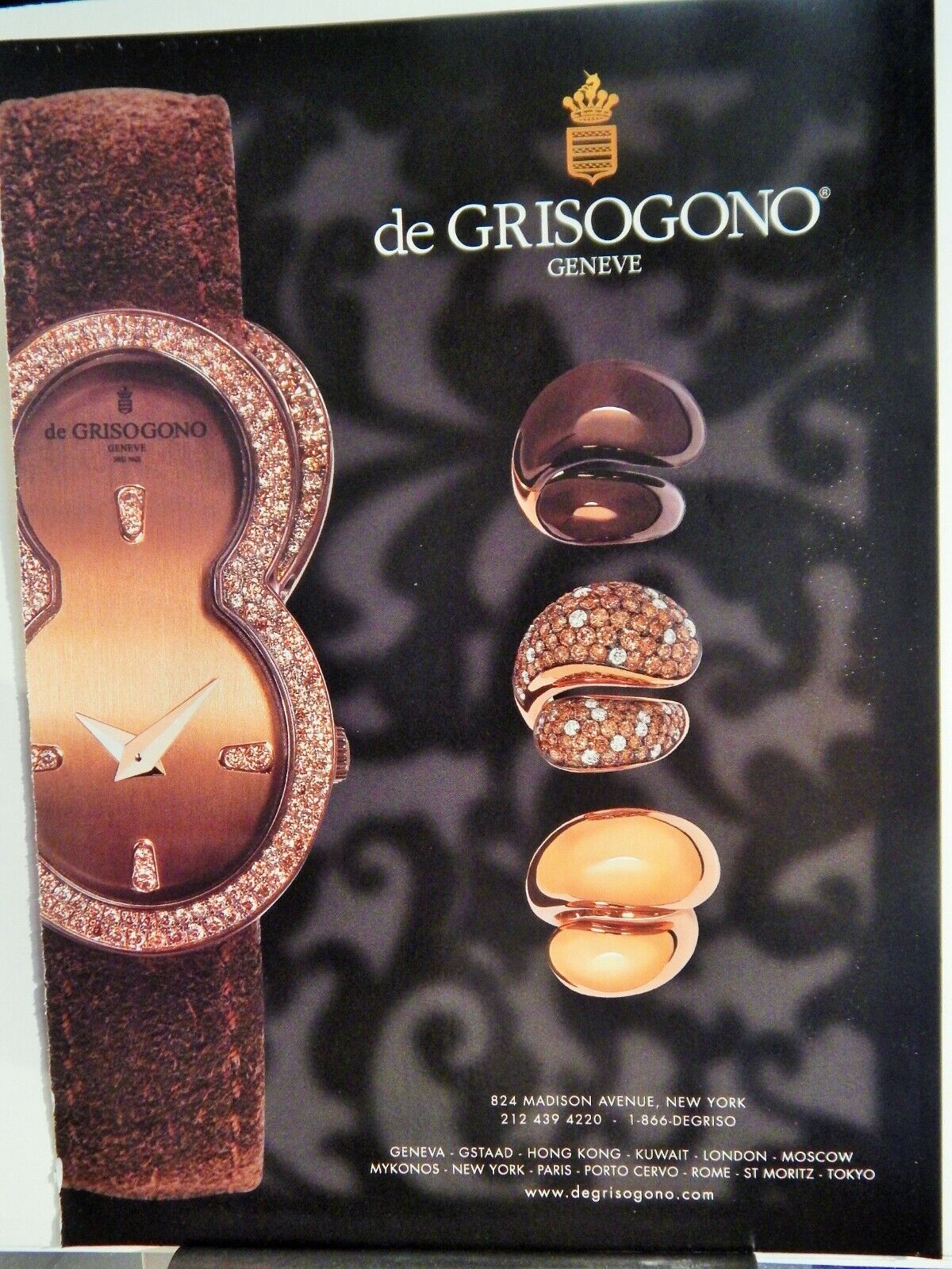 DE GRISOGONO GENEVE FINE JEWELRY 2007 VTG Photo Poster painting AD, RARE EPHEMERA