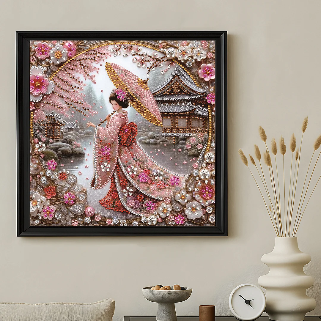 Japanese Beauty Special Shaped 5D DIY Partial Drill Diamond Painting Kit 30x30cm