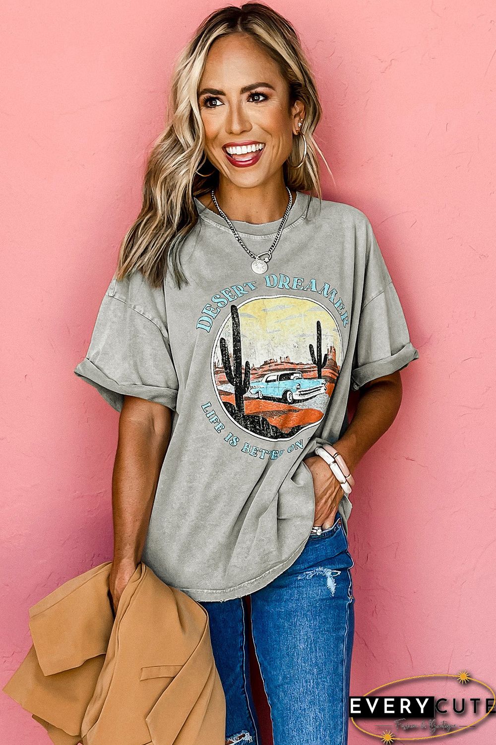 Gray Desert Dreamer Mineral Wash Graphic Tee