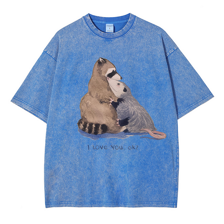 I Love You Ok? Men's washed T-shirt
