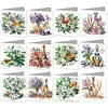 12Pcs Flower Drink DIY Diamond Painting Greeting Cards for Adult Holiday Gifts