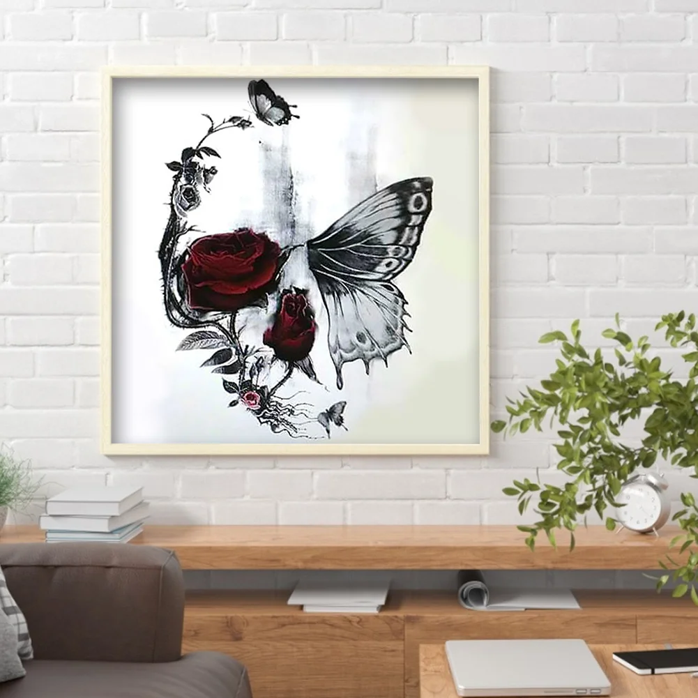 Full Round Diamond Painting 30*30cm - Skull Rose