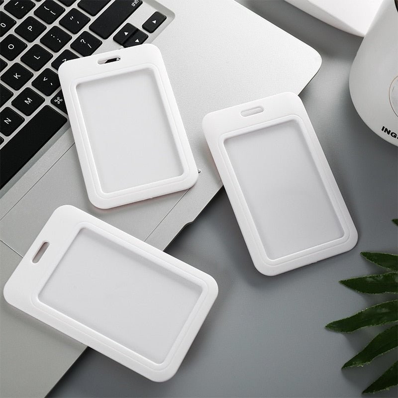 Women Men Business Credit Card Holder ID Card Holders Pouch White Plastic Kids Bus Badge Card Protector Case Cover Office School