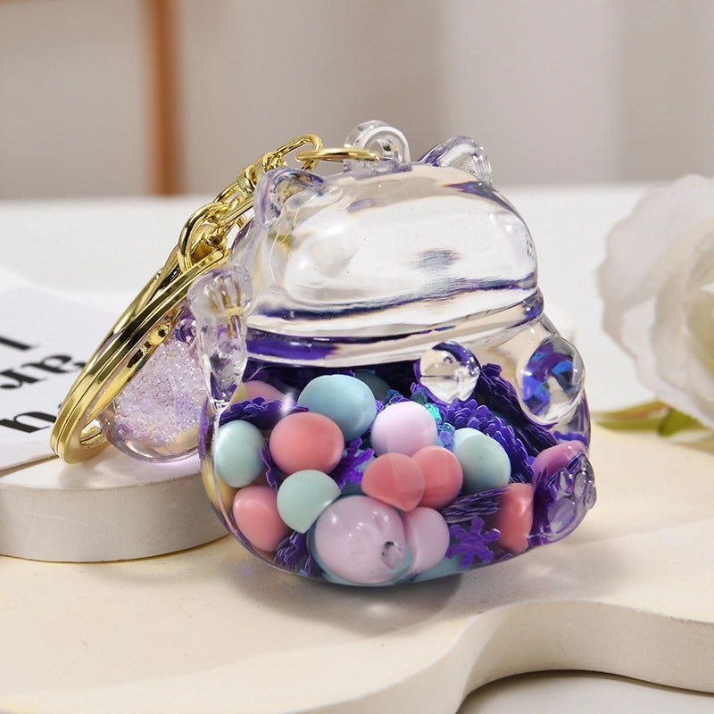Cute Lucky Cat Arylic Unisex Bag Pendant Keychain