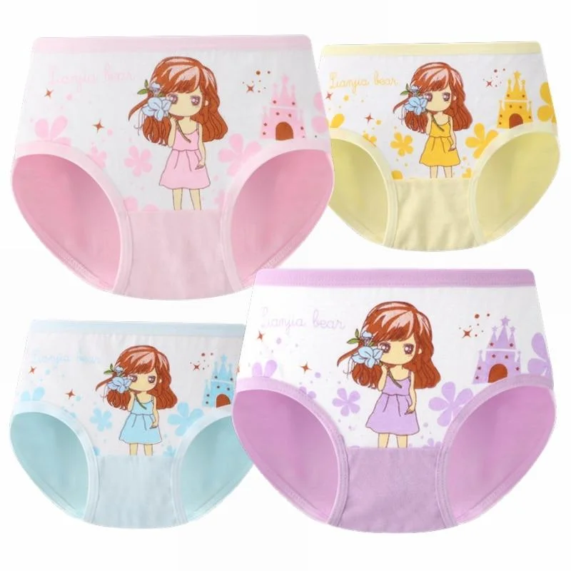 4Pcs Lot New Arrive Kids Underwear Cotton Baby Girl Panties Children's Briefs Cartoon Designs Shorts 2 To 10 Years ZL15
