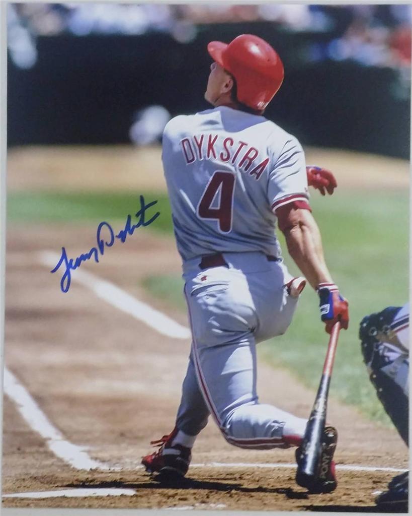 LENNY DYKSTRA SIGNED 8x10 Photo Poster painting Philadelphia Phillies (F)